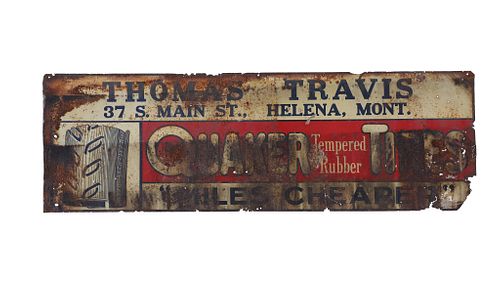 1930s Quaker Tires Sign From Helena, Montana