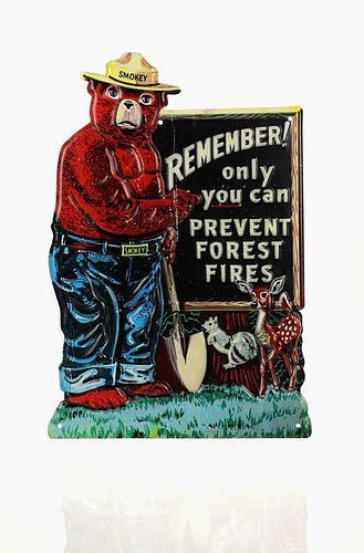 1970s New Old-Stock Smokey The Bear Metal Sign