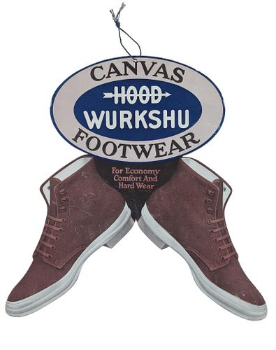 C. 1940-50s Hood Canvas Footwear Cardboard Sign