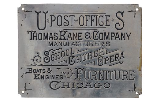 1930-40s U.S. Post Office Stamped Metal Sign
