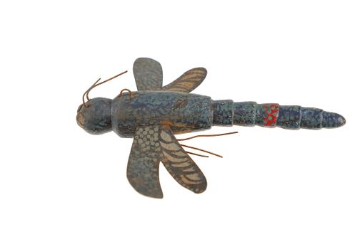 1930-50s Hand Carved Wood Dragonfly Fishing Decoy