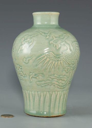 Longquan Celadon Carved Vase