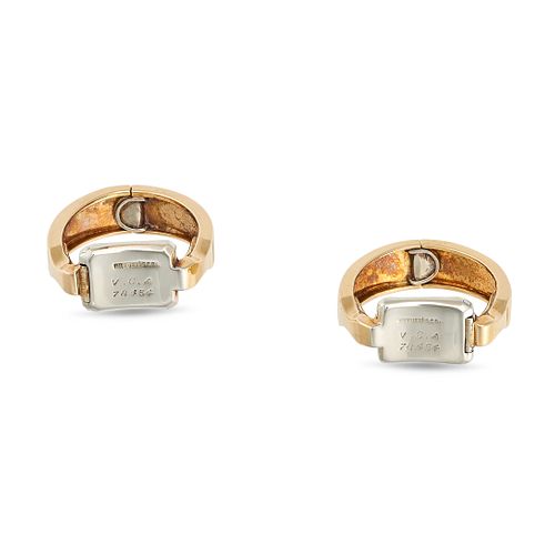 A PAIR OF VINTAGE CUFFLINKS, VAN CLEEF & ARPELS in 18ct yellow gold and white gold, the hinged bo...