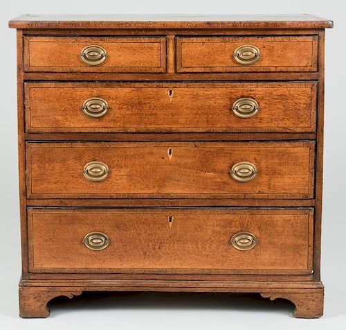 Inlaid Oak Chest of Drawers, 18th c.