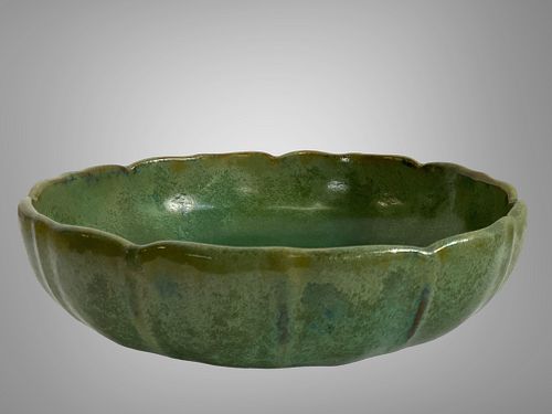 Early Fulper Pottery Footed Fluted Bowl