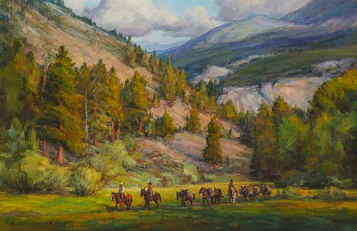 Charles Waldman (b. 1949), "Pack'N Home," Oil on canvas, 20" H x 30" W