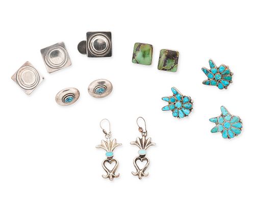 A group of Southwest-style silver and turquoise jewelry