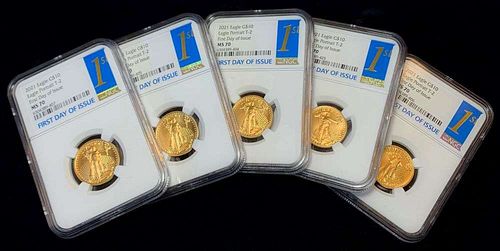 First Day of Issue 2021 Gold $10 Eagle Type 2 NGC MS70 (Single)