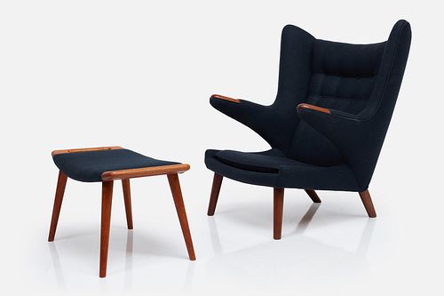 Hans J. Wegner, 'Papa Bear' Lounge Chair and Ottoman (2)