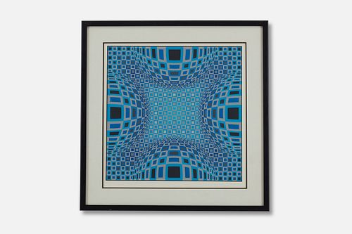 Victor Vasarely, 'Enigma, Four Blue Spheres' Print