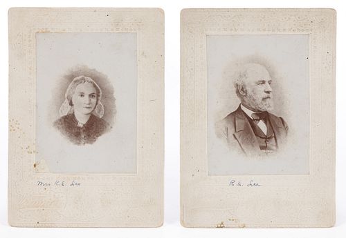 ROBERT E. LEE AND MARY CUSTIS LEE PAIR OF CABINET CARD PHOTOGRAPHS