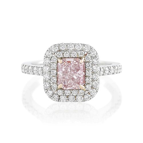 1.01-Carat Natural Fancy Light Purplish Pink Diamond Ring, GIA Certified