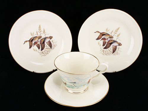 TWO LENOX SPECIAL DUCK PLATES & CUP WITH SAUCER
