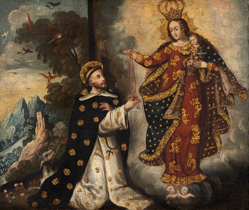 La Virgen entrega el rosario a santo Domingo de Guzmán (ca. 1700 - 1750)