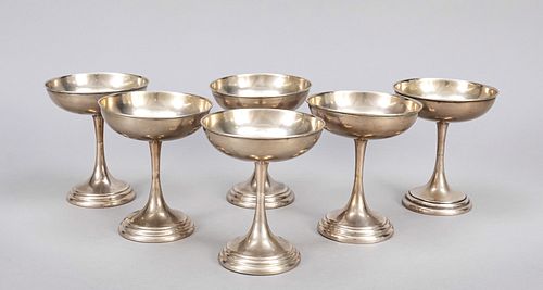 Six ice bowls, 20th c., silver
