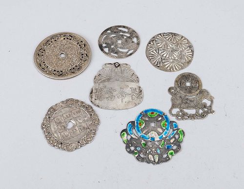 7 silver plaques, China, Qing dynas