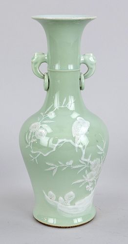 Lime green celadon vase, China, 19t