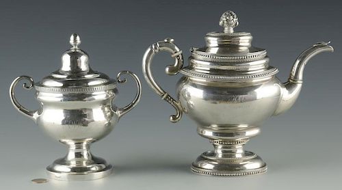 Silver Teapot and sugar bowl