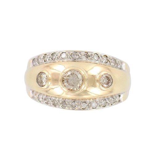 Contemporary 14K Gold and Diamond Ring