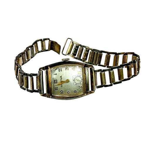 Antique 1930s Bulova Men's 14K Gold Plate on Silver Watch