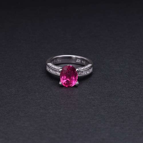 18K White Gold Pink Sapphire & Diamond Ring by Carlo Rici
