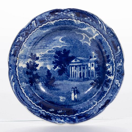 STAFFORDSHIRE AMERICAN VIEW TRANSFER-PRINTED CERAMIC CHILDREN'S TOY PLATE