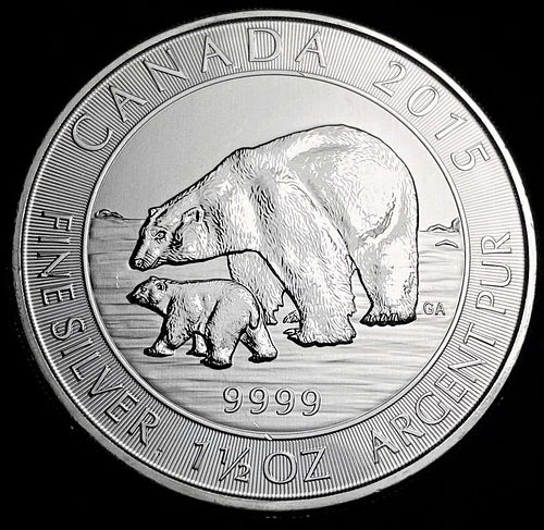 2015 Canada $8 Polar Bear 1.5 ozt .9999 Silver