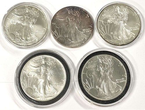 1990-1997 American Silver Eagles (5-coins)