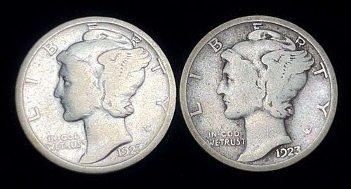 1923-P/S Mercury Silver Dimes (2-coins)