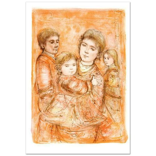 Portrait of a Family Limited Edition Lithograph (28" x 40.5") by Edna Hibel (1917-2014), Numbered and Hand Signed with Certificate of Authenticity.