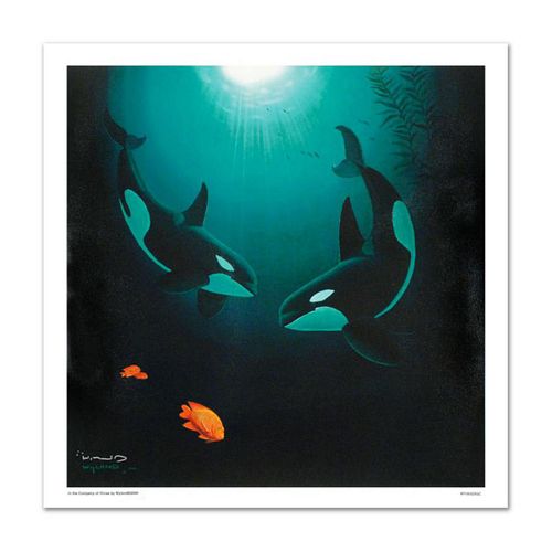 In the Company of Orcas Limited Edition Giclee on Canvas by renowned artist WYLAND, Numbered and Hand Signed with Certificate of Authenticity.