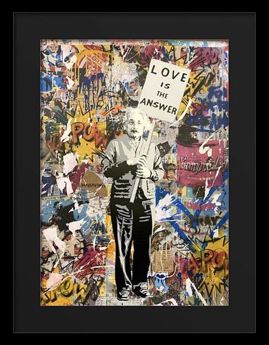 Mr. Brainwash- Original Mixed Media on Deckled Edge Paper "Love is the Answer "