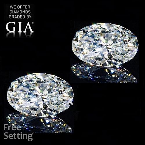 4.41 carat diamond pair, Oval cut Diamonds GIA Graded 1) 2.20 ct, Color G, VS2 2) 2.21 ct, Color G, VS2. Appraised Value: $143,800 