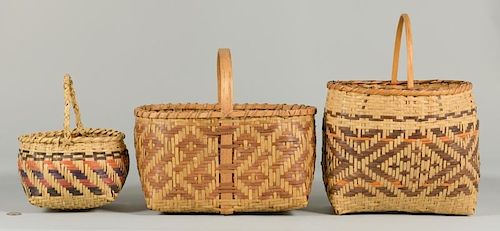 3 Cherokee  Rivercane Carrying Baskets