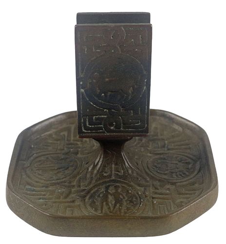 Tiffany Studios Bronze Match Box Holder - Zodiac Pattern