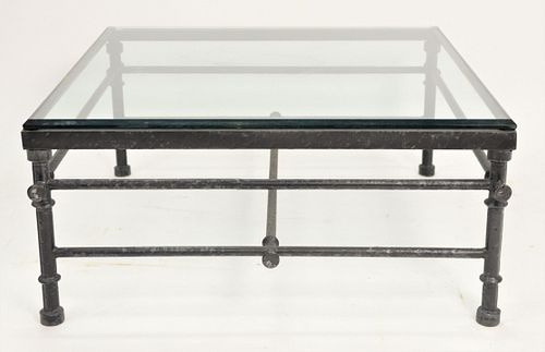 Iron and Glass Top Coffee Table