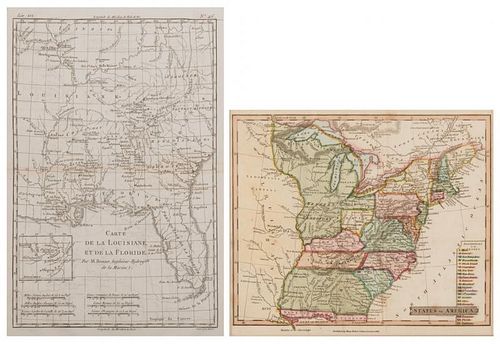 2 Maps, LA/FL and US, Late 18th and early 19th century