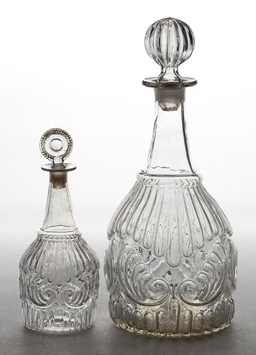BLOWN-MOLDED GV-8 DECANTERS, LOT OF TWO