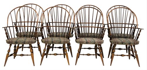 Set of Eight Warren Chair Works Bow Back Chairs