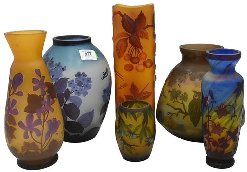 Six Acid Etched Vases