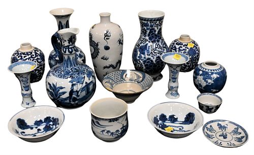 15 Piece Group of Blue and White Chinese Porcelain