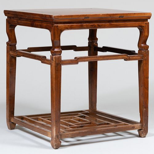 Chinese Carved Hardwood Side Table 