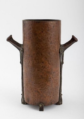 German Secessionist Hammered Copper Vase