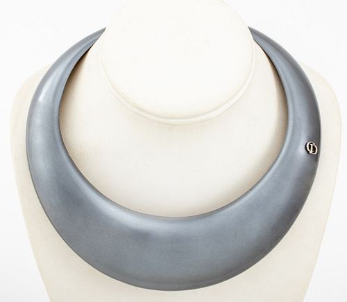 Christian Dior Gunmetal-Tone Choker Necklace