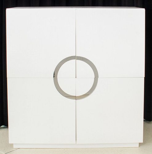 Modern White Lacquered 4 Door Cabinet