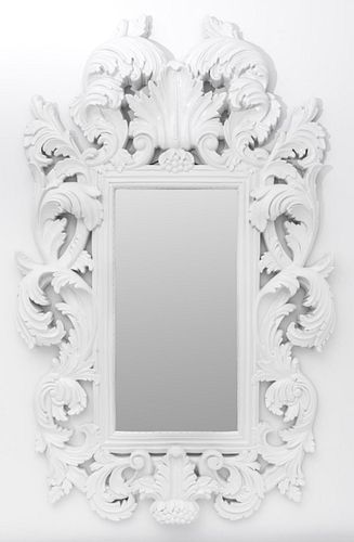 Rococo Revival Modern White Lacquered Mirror