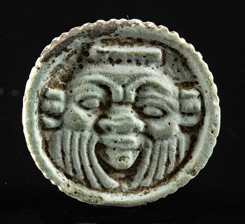 Egyptian Ptolemaic / Roman Faience Bes Amulet