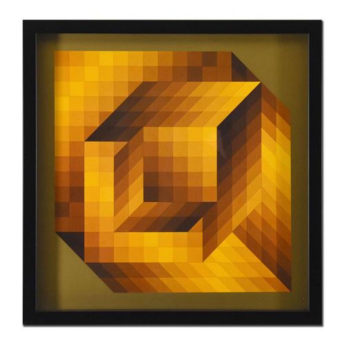 Victor Vasarely (1908-1997), "Axo-44 (1968)" Framed Heliogravure Print with Letter of Authenticity