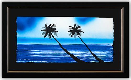 Wyland- Original Watercolor Painting on Deckle Edge Paper "Palm Trees"