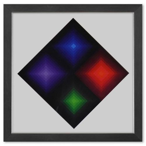 Victor Vasarely (1908-1997), "Arcturus - II de la sÃ©rie Folklore Planetaire" Framed 1971 Heliogravure Print with Letter of Authenticity